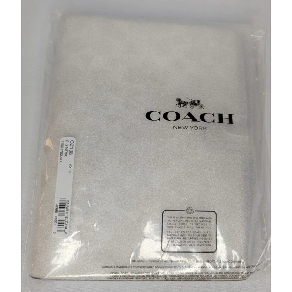 Coach Notebook - CZ198 White Chalk Signature Canvas/Smooth leather - NWT